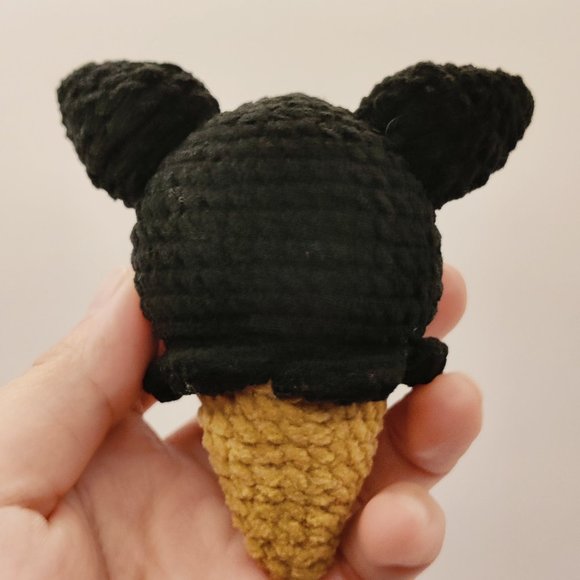 Handmade Amigurumi Crochet Sanrio Kuromi Ice Cream Cone - Picture 8 of 10